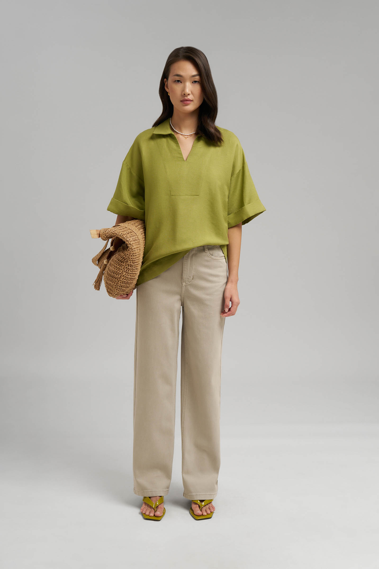 Свободная блузка Finn Flare, зеленый, арт. FSG110198