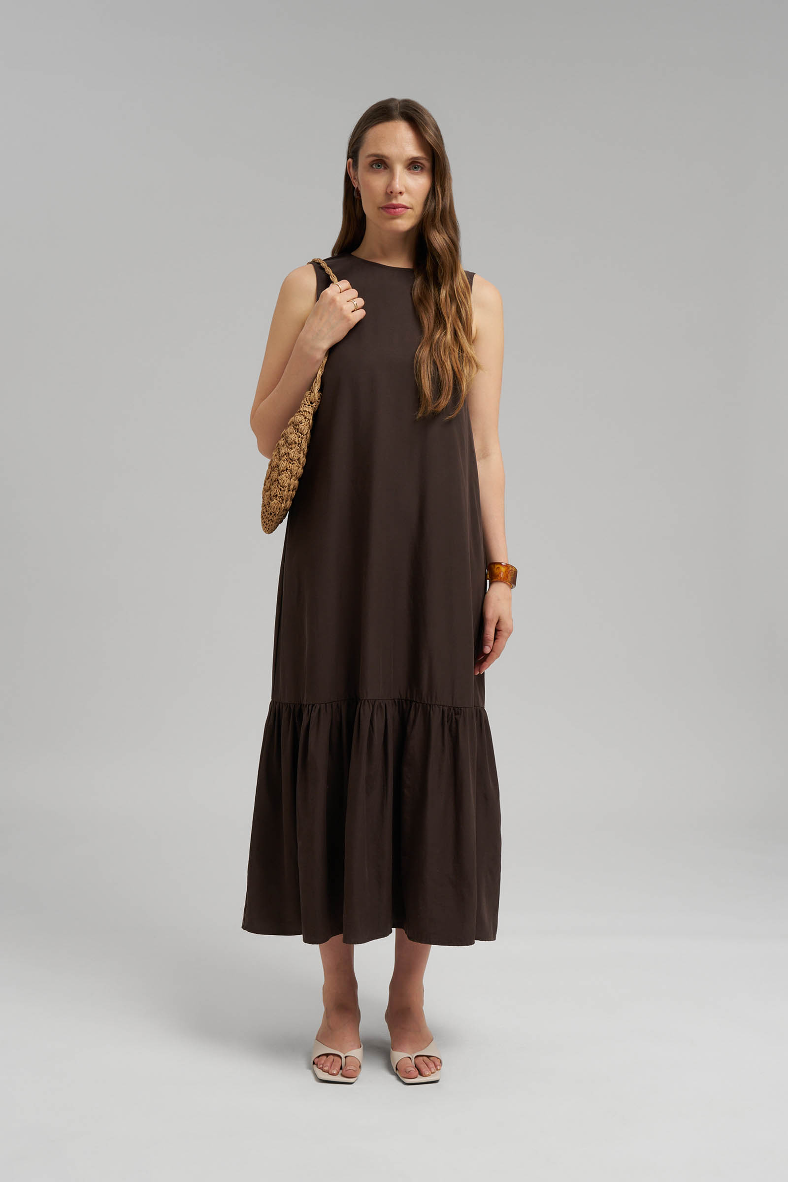 Сарафан А-силуэта Finn Flare, коричневый, арт. FSG110192