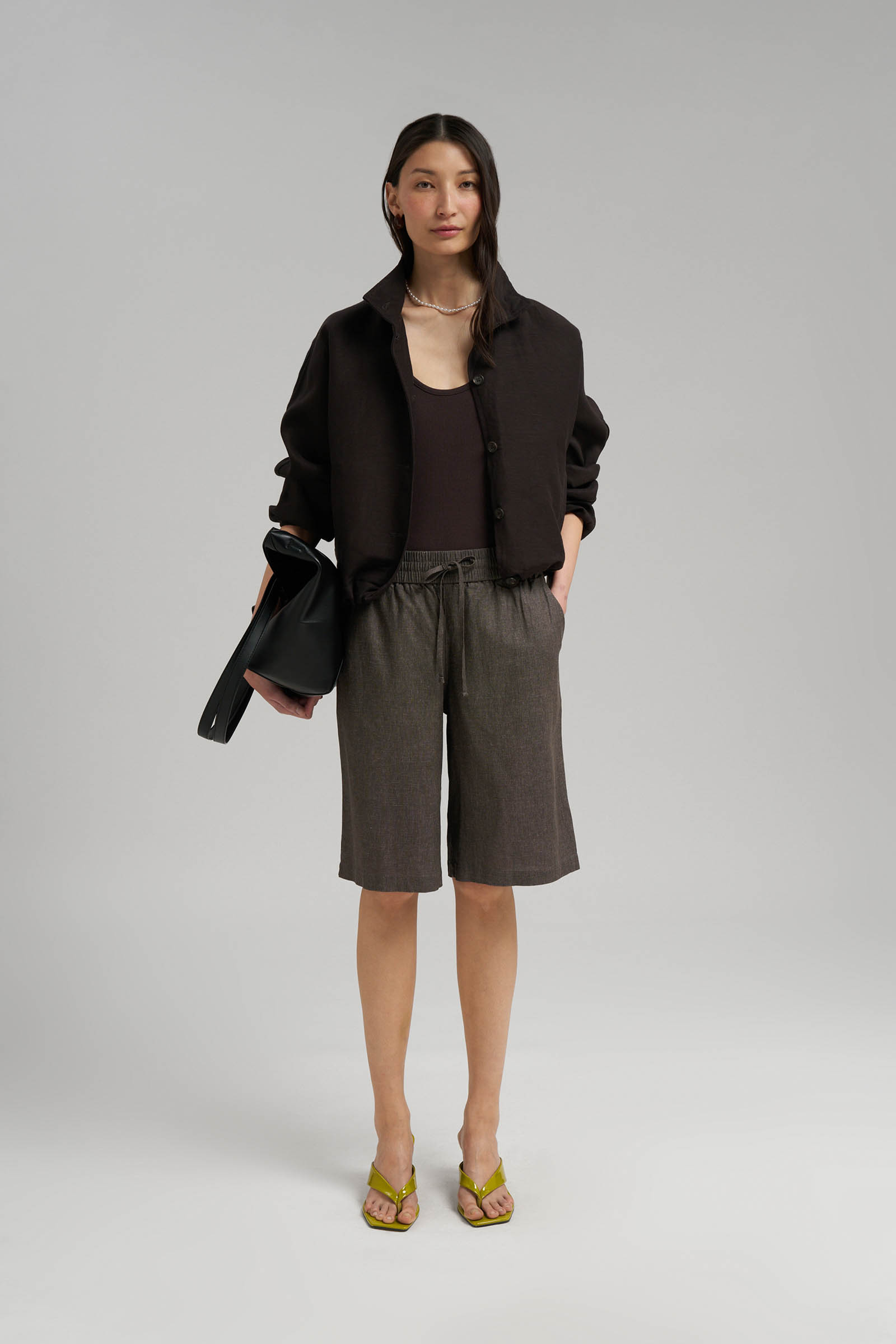 Шорты Finn Flare свободные льняные, коричневый, арт. FSG11060