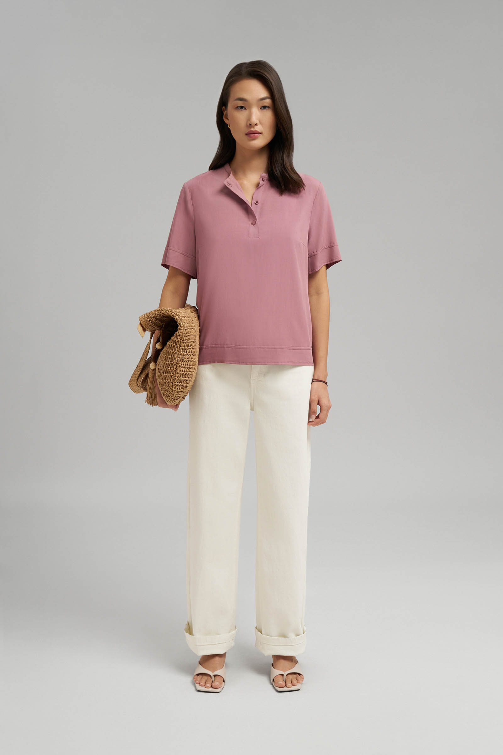 Блузка FINN FLARE на пуговицах, розовый, арт. FSG110206