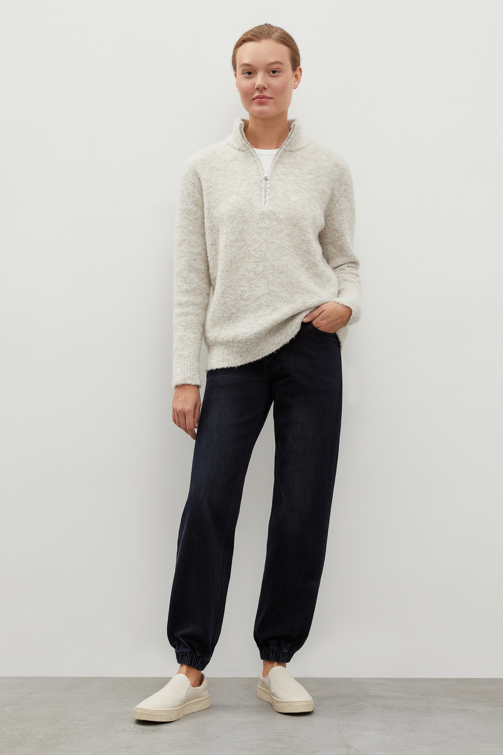 

Утепленные джинсы loose fit женские, 127 dark denim, Утепленные джинсы loose fit женские