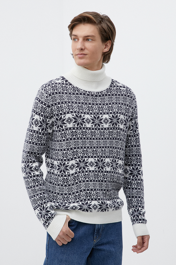 Трикотажный джемпер мужской с праздничным узором