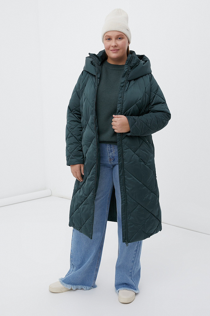 Finn-Flare утепленное пальто женское с капюшоном