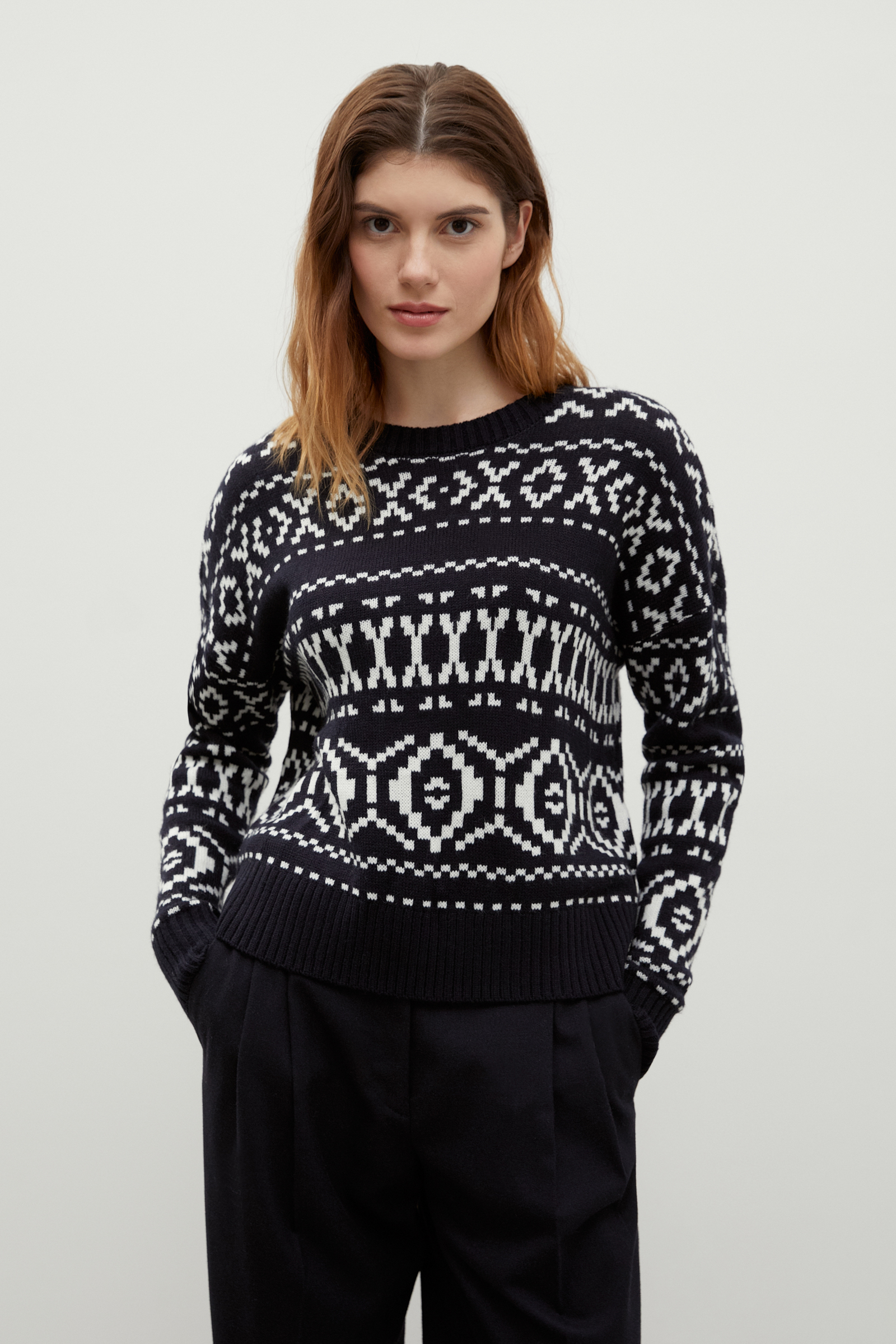 

Джемпер с круглым вырезом с добавлением шерсти, 101 mc cosmic blue, Джемпер с круглым вырезом с добавлением шерсти