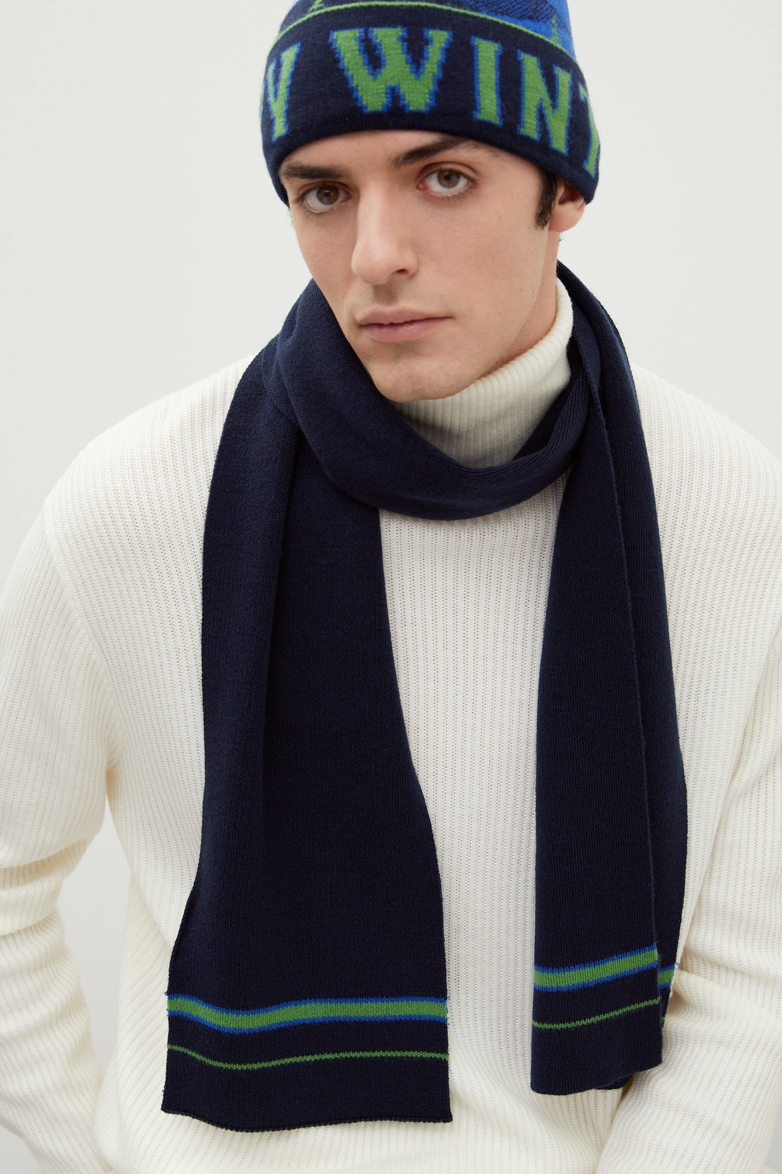 Шарф с полосками с добавлением шерсти