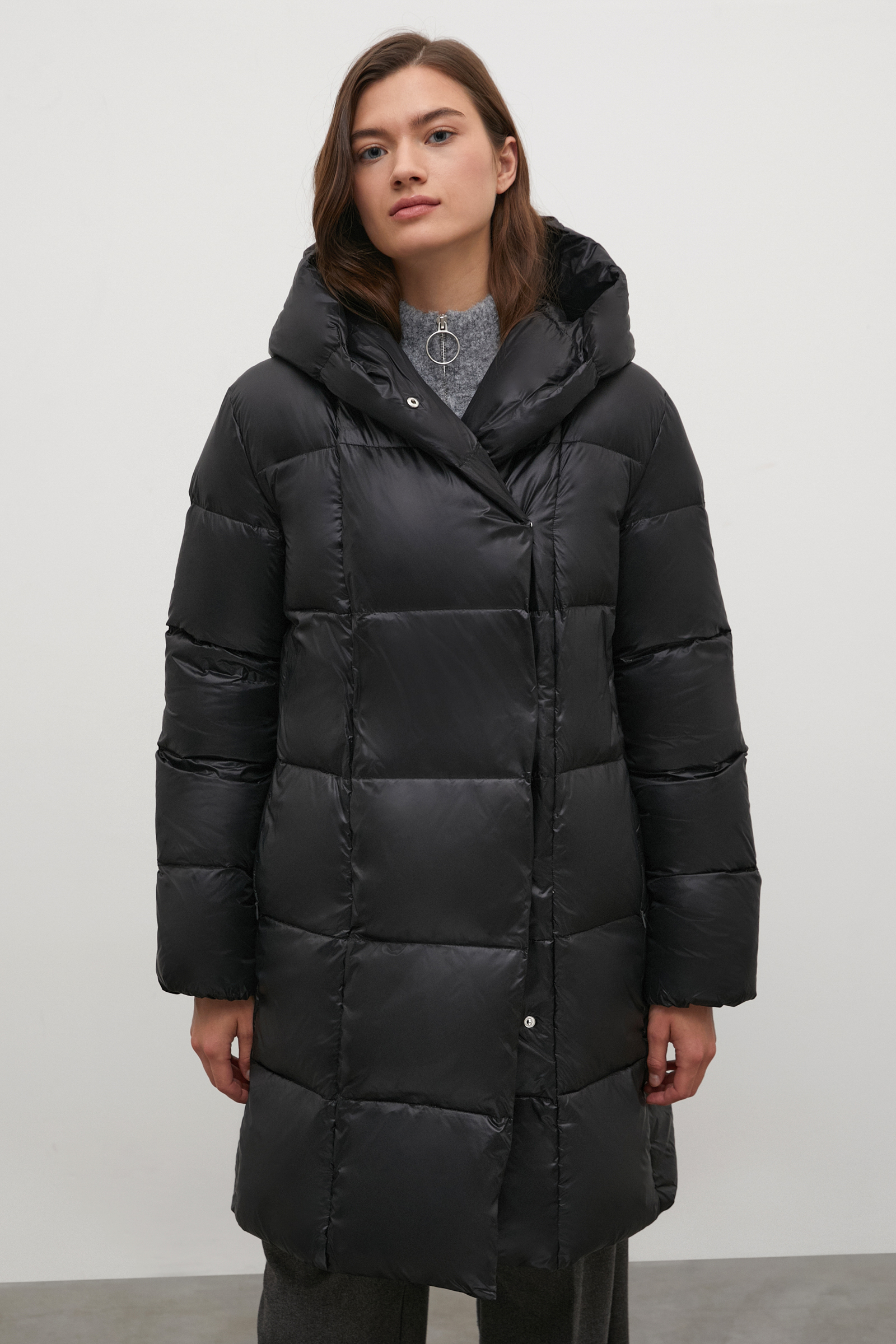 

Стеганое пуховое пальто силуэта oversize, 200 black, Стеганое пуховое пальто силуэта oversize