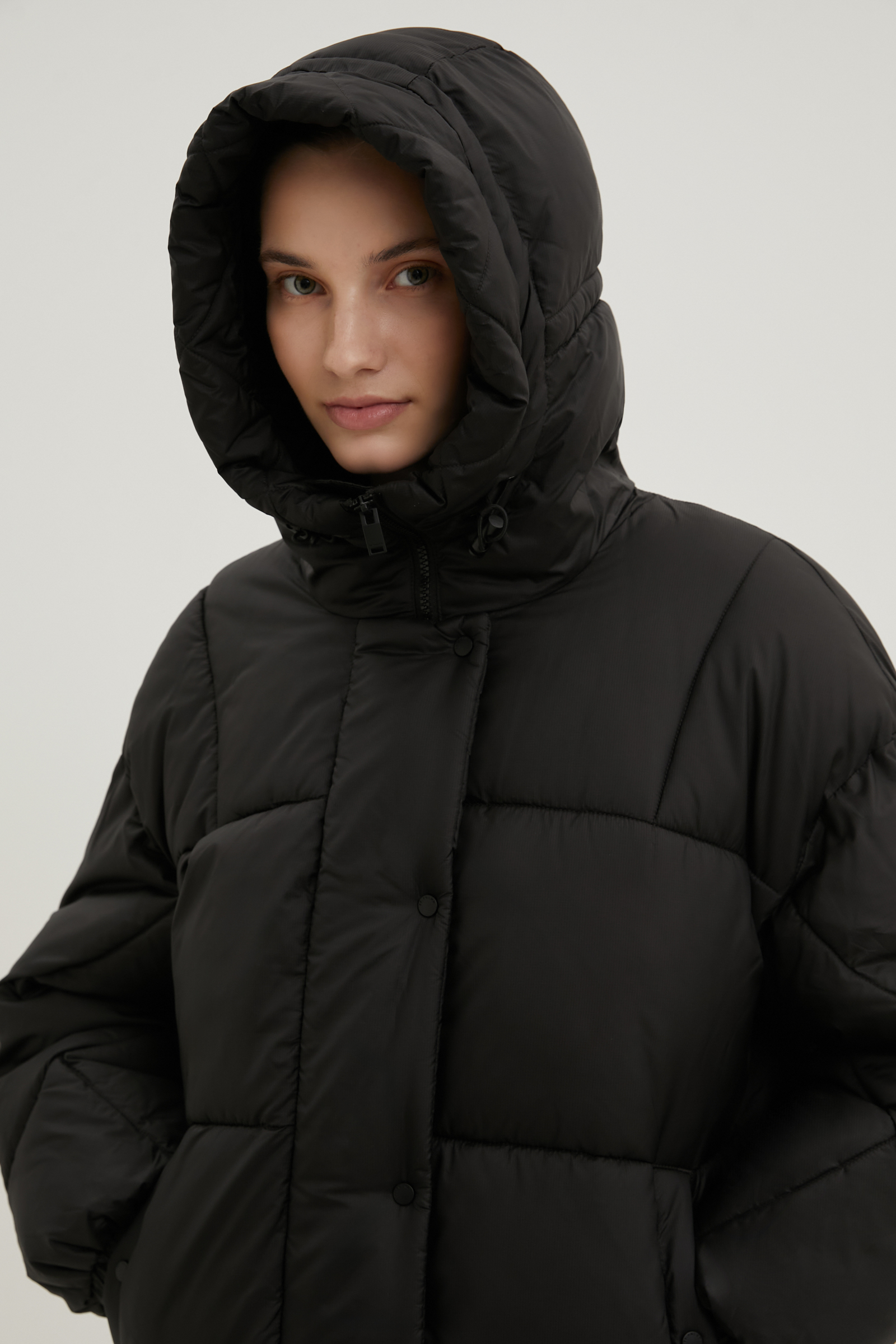 

Куртка oversize силуэта с капюшоном, 200 black, Куртка oversize силуэта с капюшоном