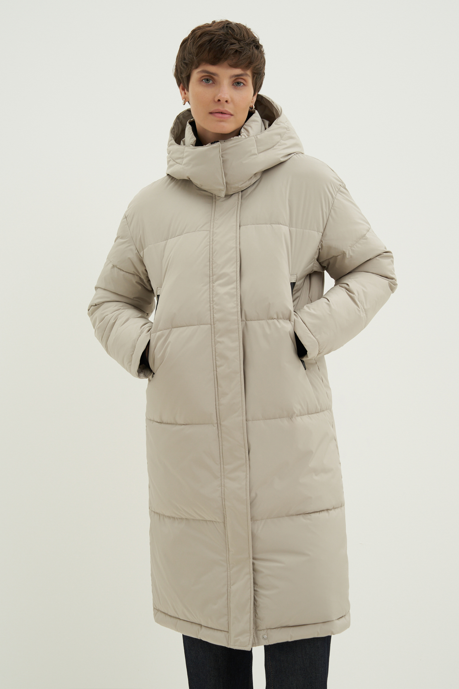 Стеганое утепленное пальто oversize силуэта