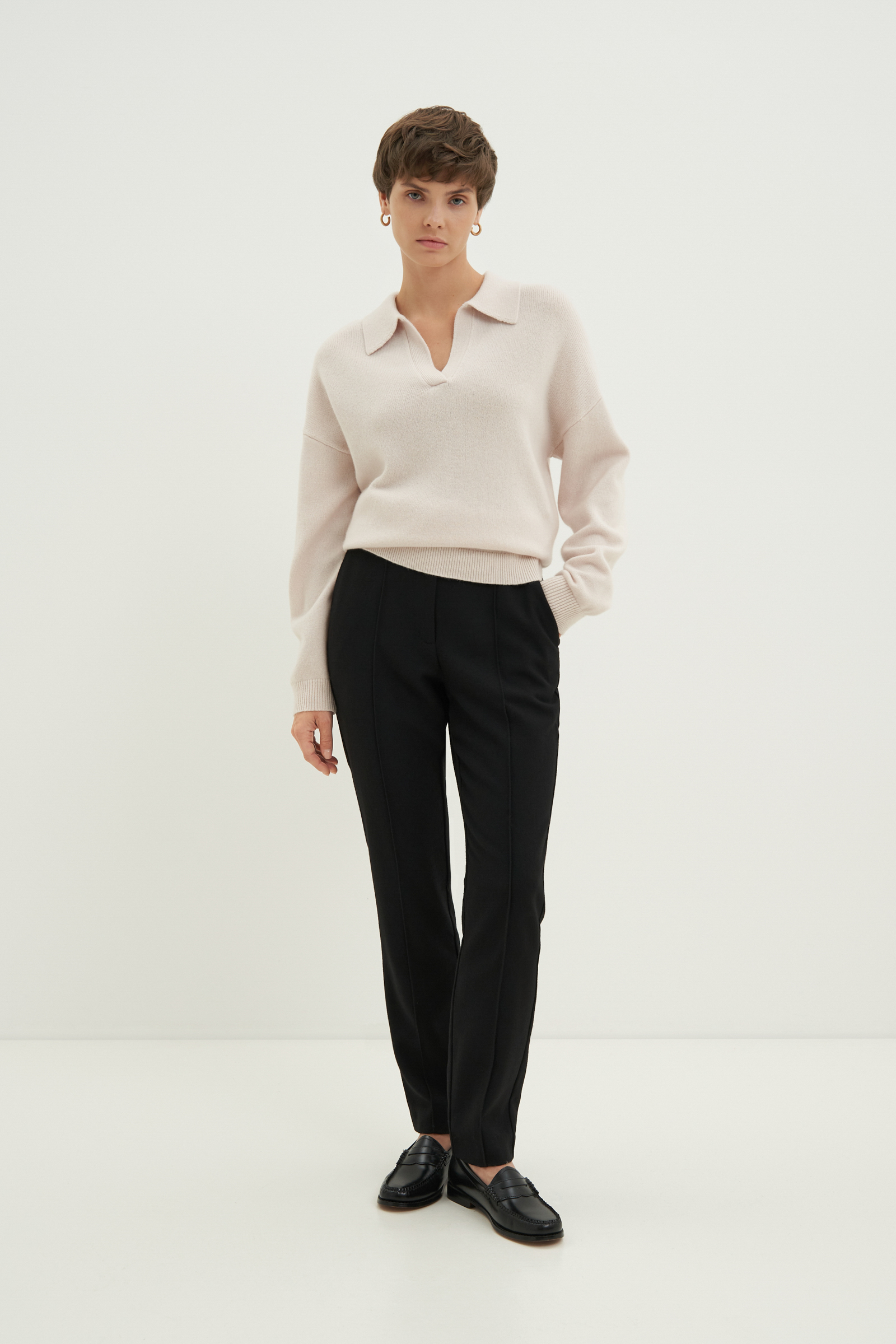 Брюки FINN FLARE с шерстью на высокой посадке, черный, арт. FWD11097