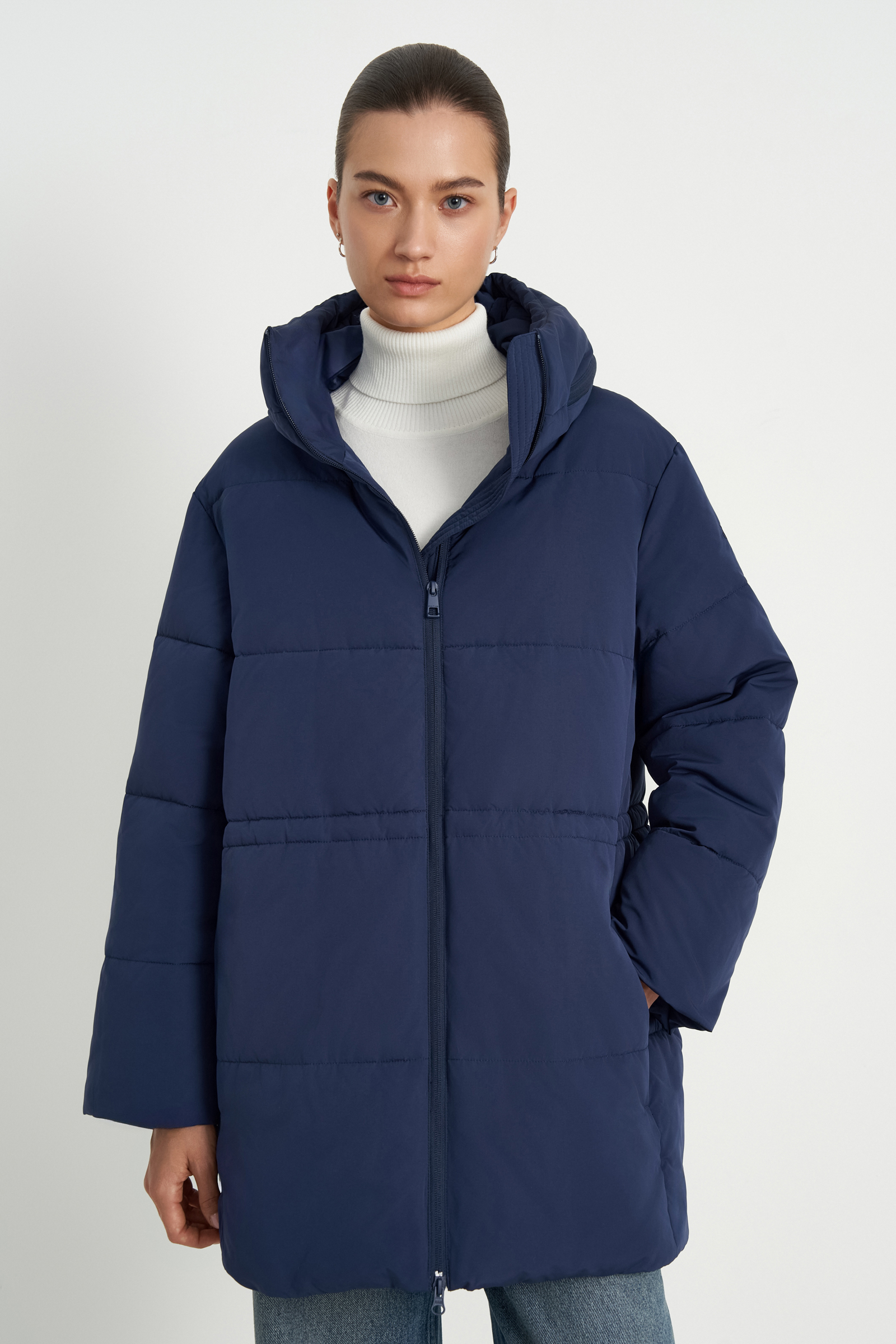 

Утепленное стеганое полупальто с воротником-стойкой, 101 cosmic blue, Утепленное стеганое полупальто с воротником-стойкой