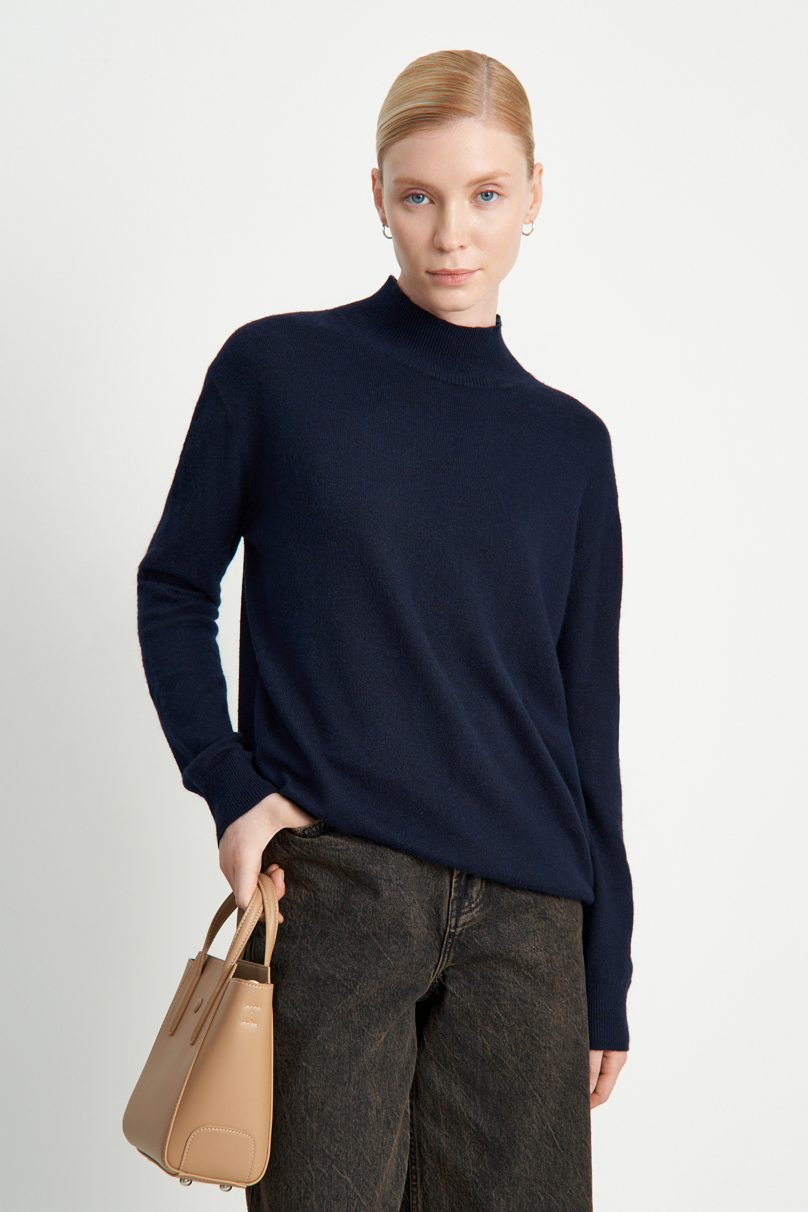 

Джемпер свободного силуэта с воротником-стойкой, 101 cosmic blue, Джемпер свободного силуэта с воротником-стойкой