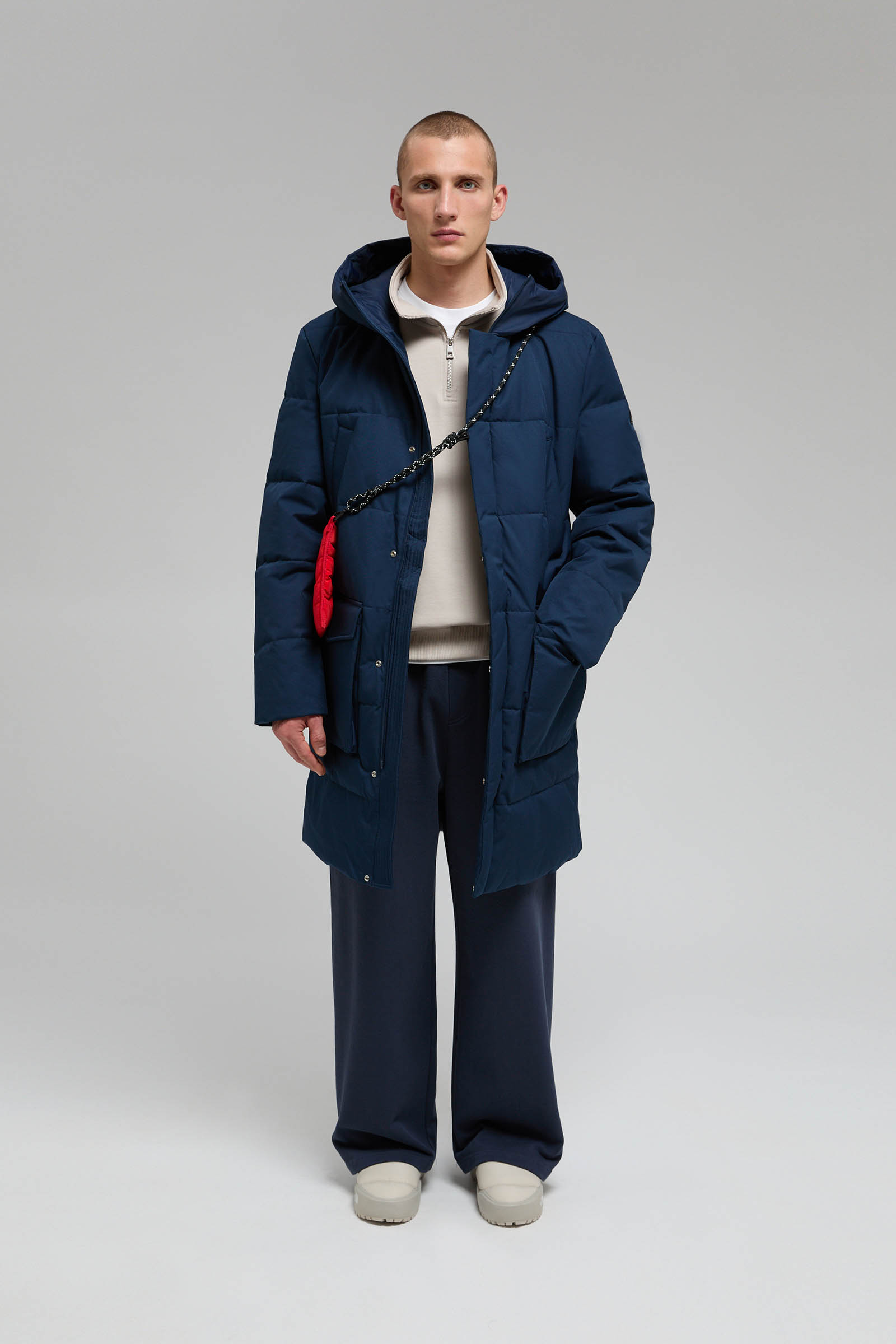 

Утепленное пальто с накладными карманами, 101 cosmic blue, Утепленное пальто с накладными карманами