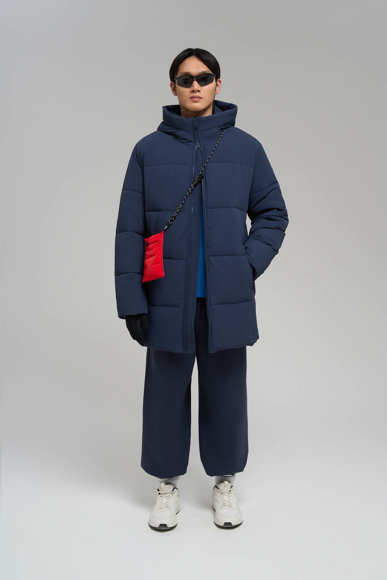 

Утепленное стеганое полупальто с капюшоном, 101 cosmic blue, Утепленное стеганое полупальто с капюшоном