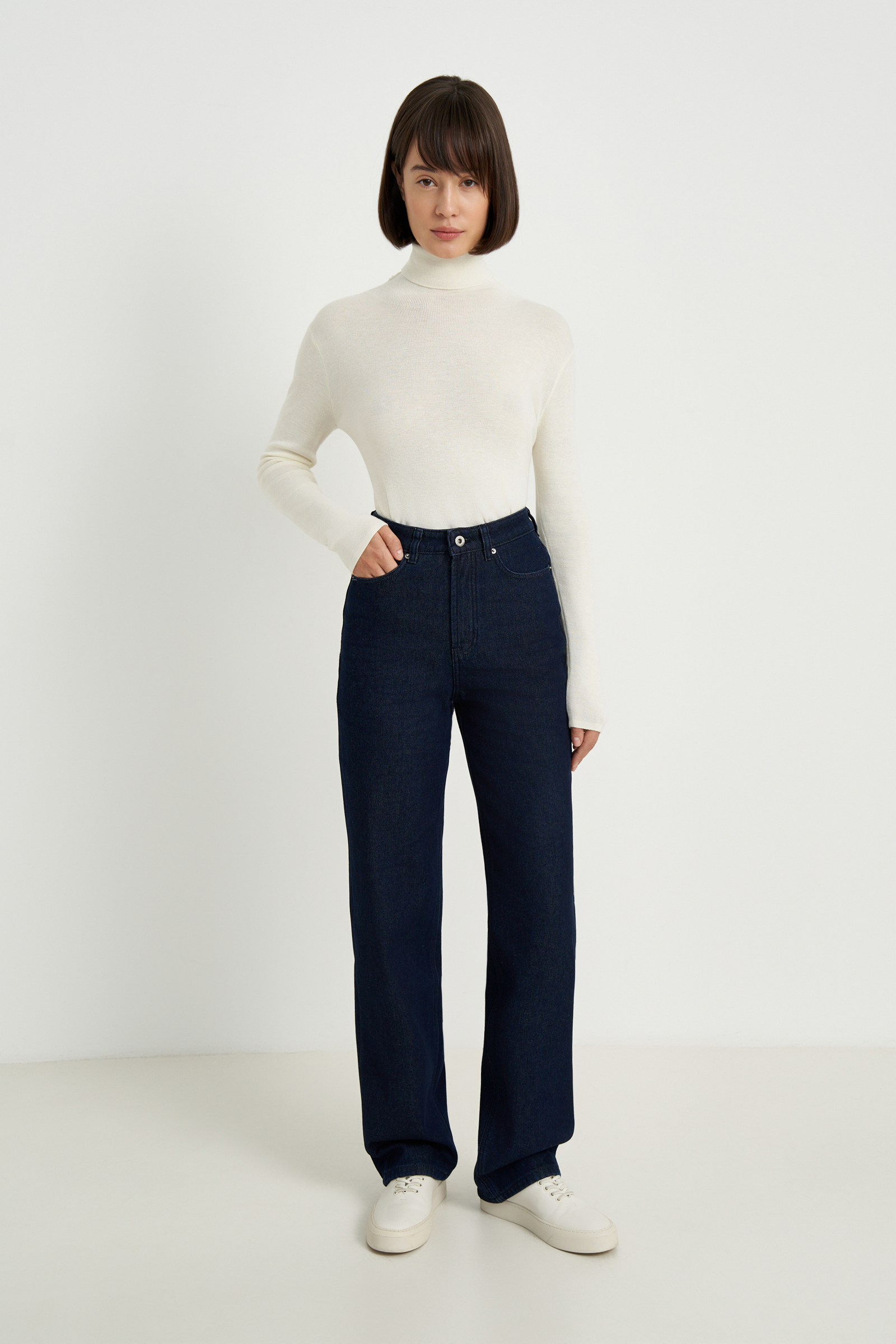 Утепленные джинсы wide leg fit женские