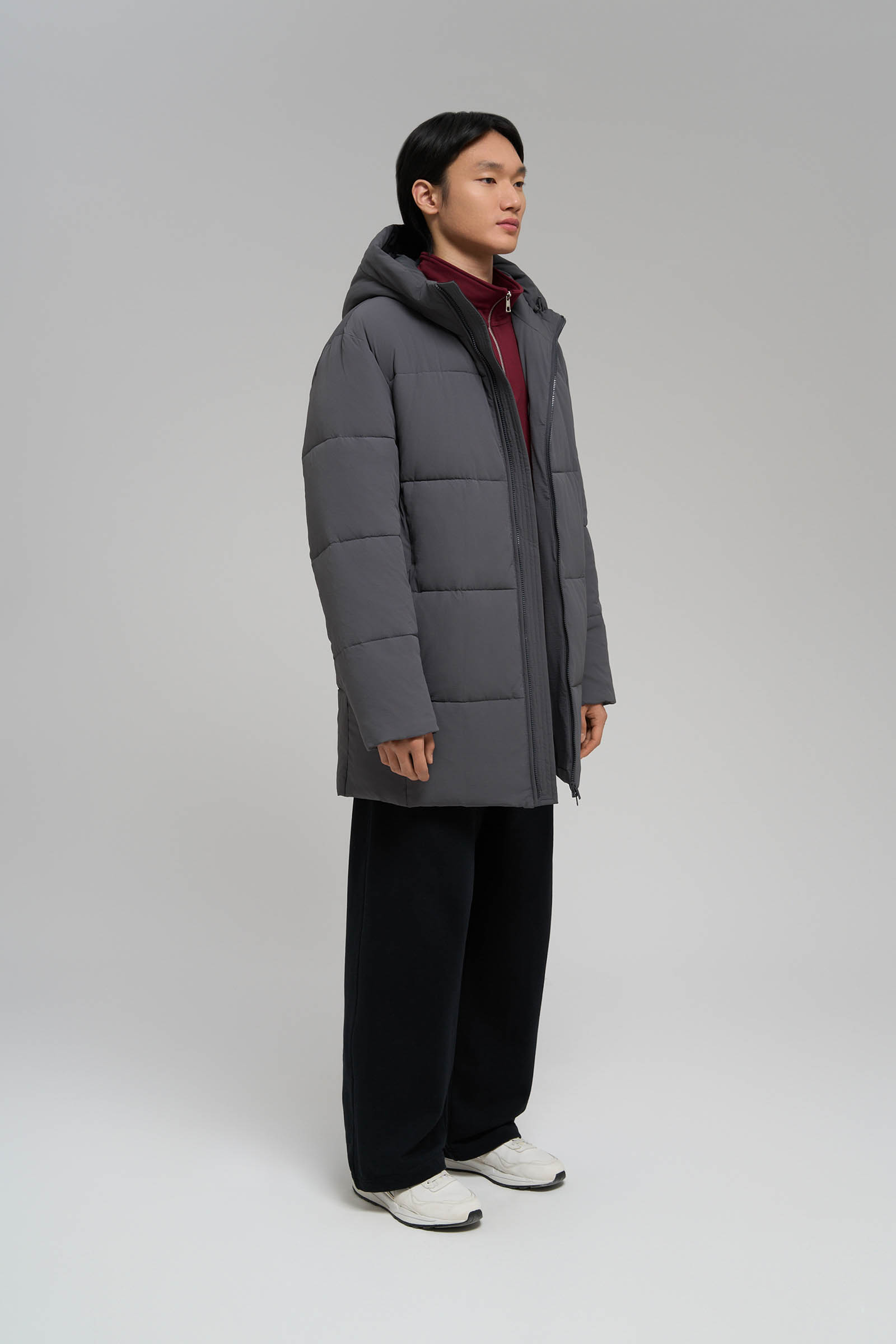 

Утепленное стеганое полупальто с капюшоном, 202 graphite, Утепленное стеганое полупальто с капюшоном