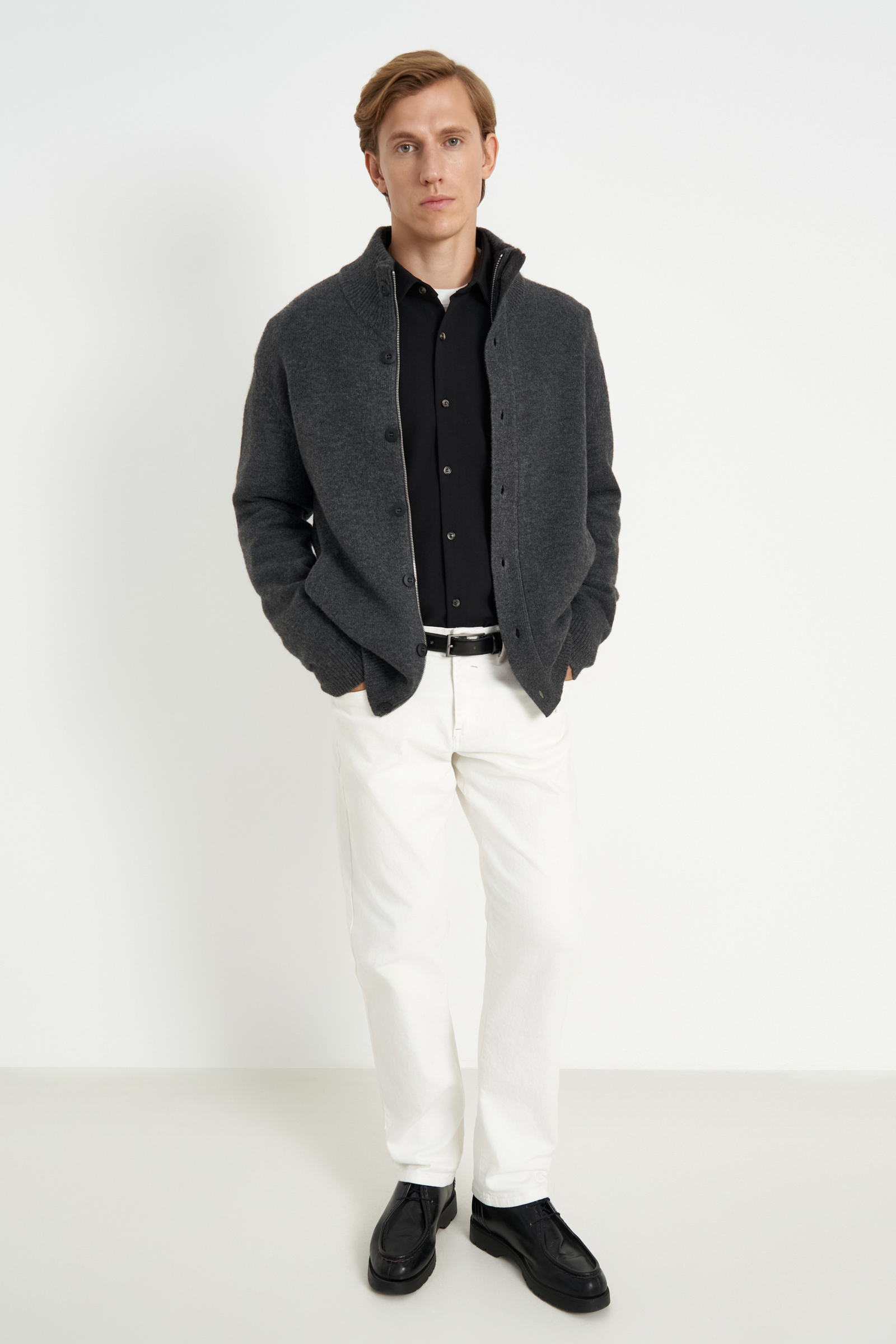 Кардиган с воротником-стойкой