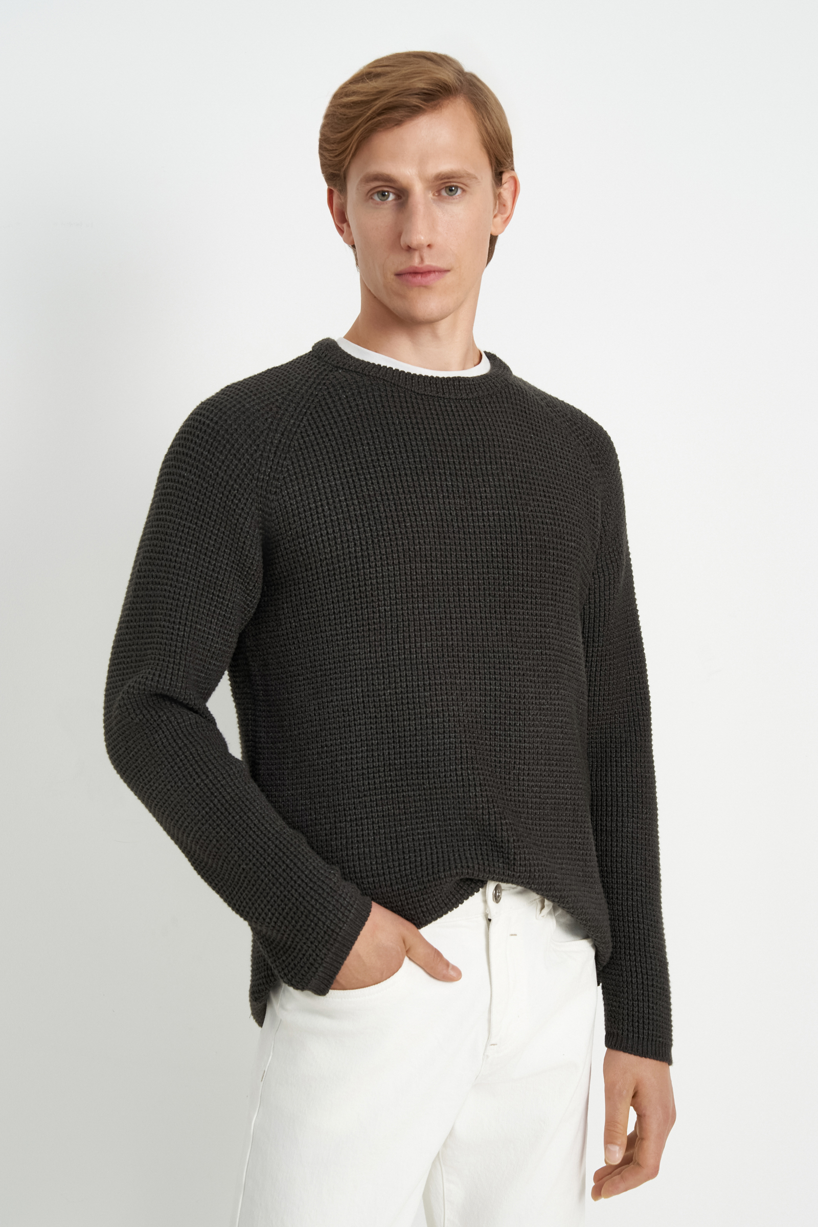 

Джемпер с рукавом реглан и округлой горловиной, 252 graphite melange, Джемпер с рукавом реглан и округлой горловиной