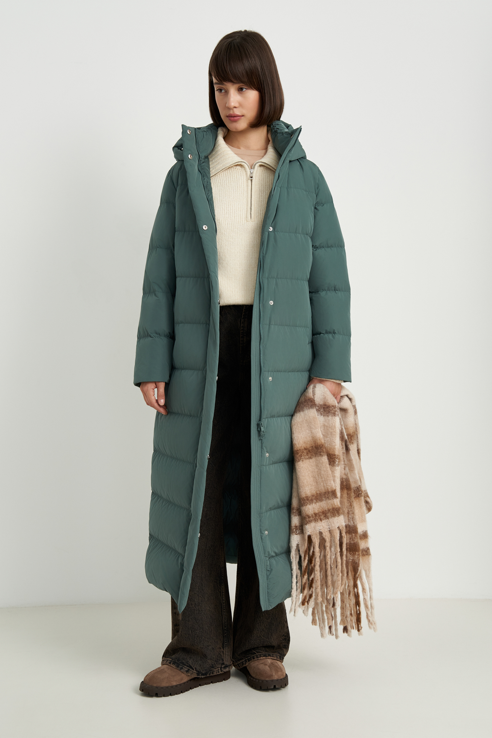 

Пуховое пальто прямого силуэта, 506 forest, Пуховое пальто прямого силуэта