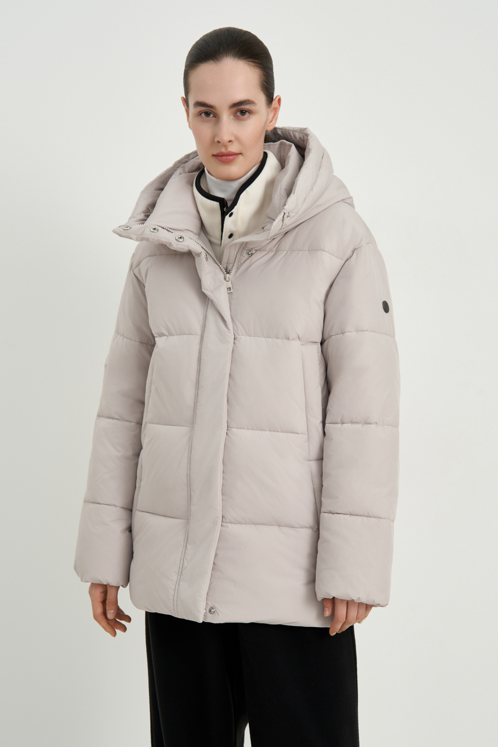 

Утепленная куртка с капюшоном и воротником-стойкой, 702 pale, Утепленная куртка с капюшоном и воротником-стойкой