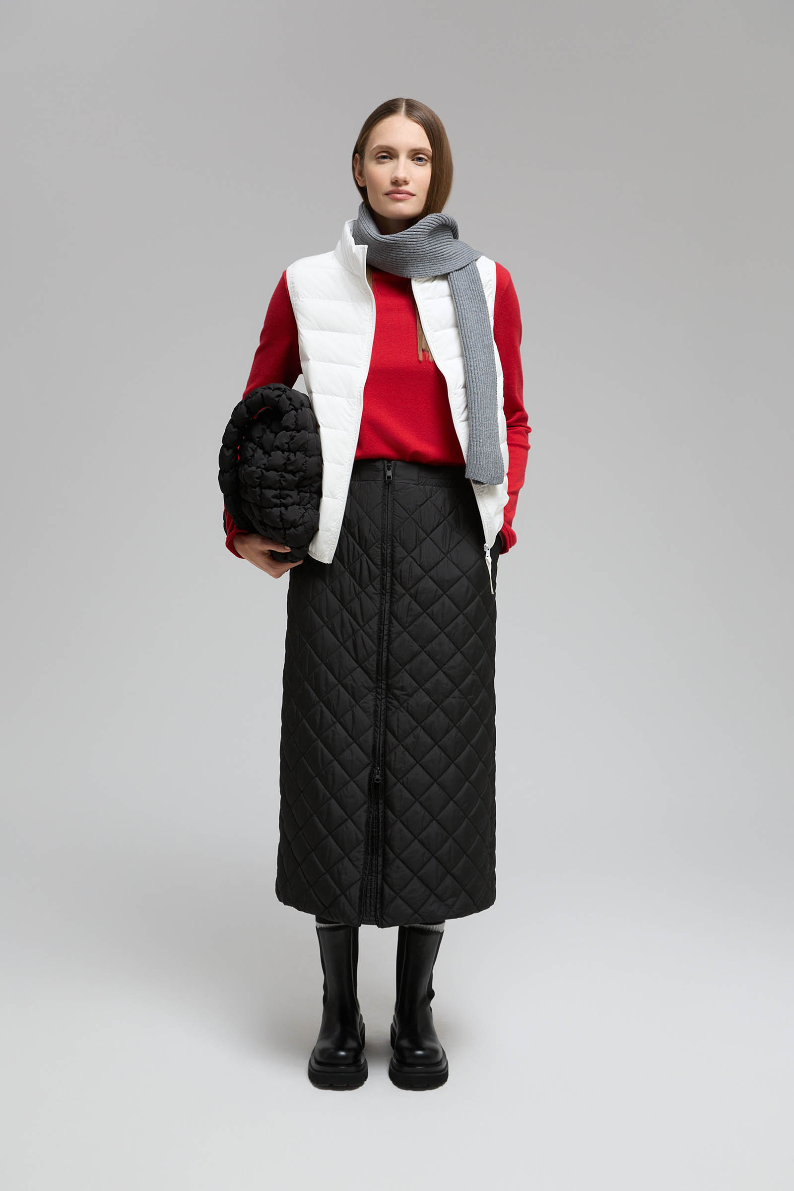 

Утепленная стеганая юбка миди, 200 black, Утепленная стеганая юбка миди