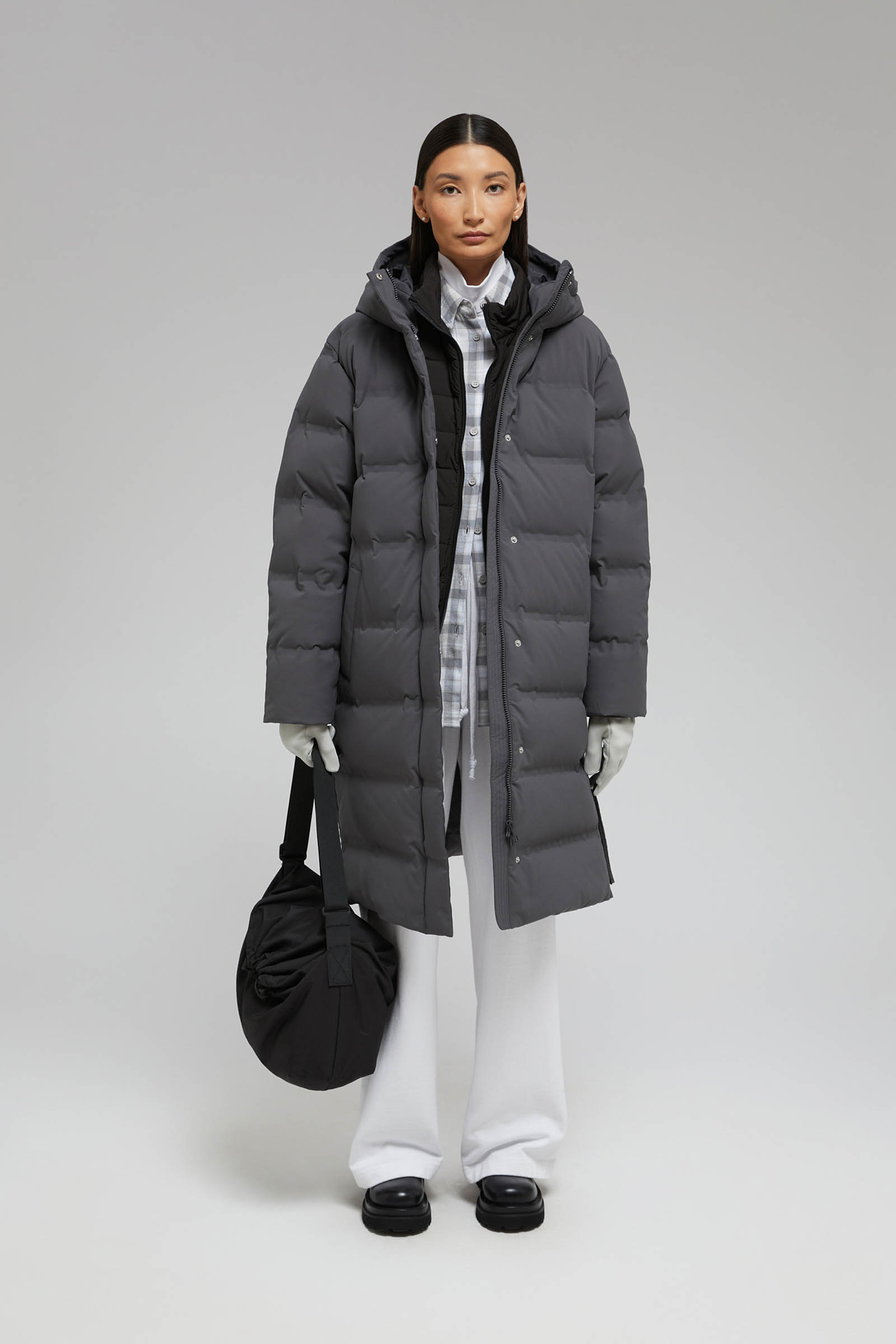 

Длинный пуховик с натуральным пухом, 202 graphite, Длинный пуховик с натуральным пухом