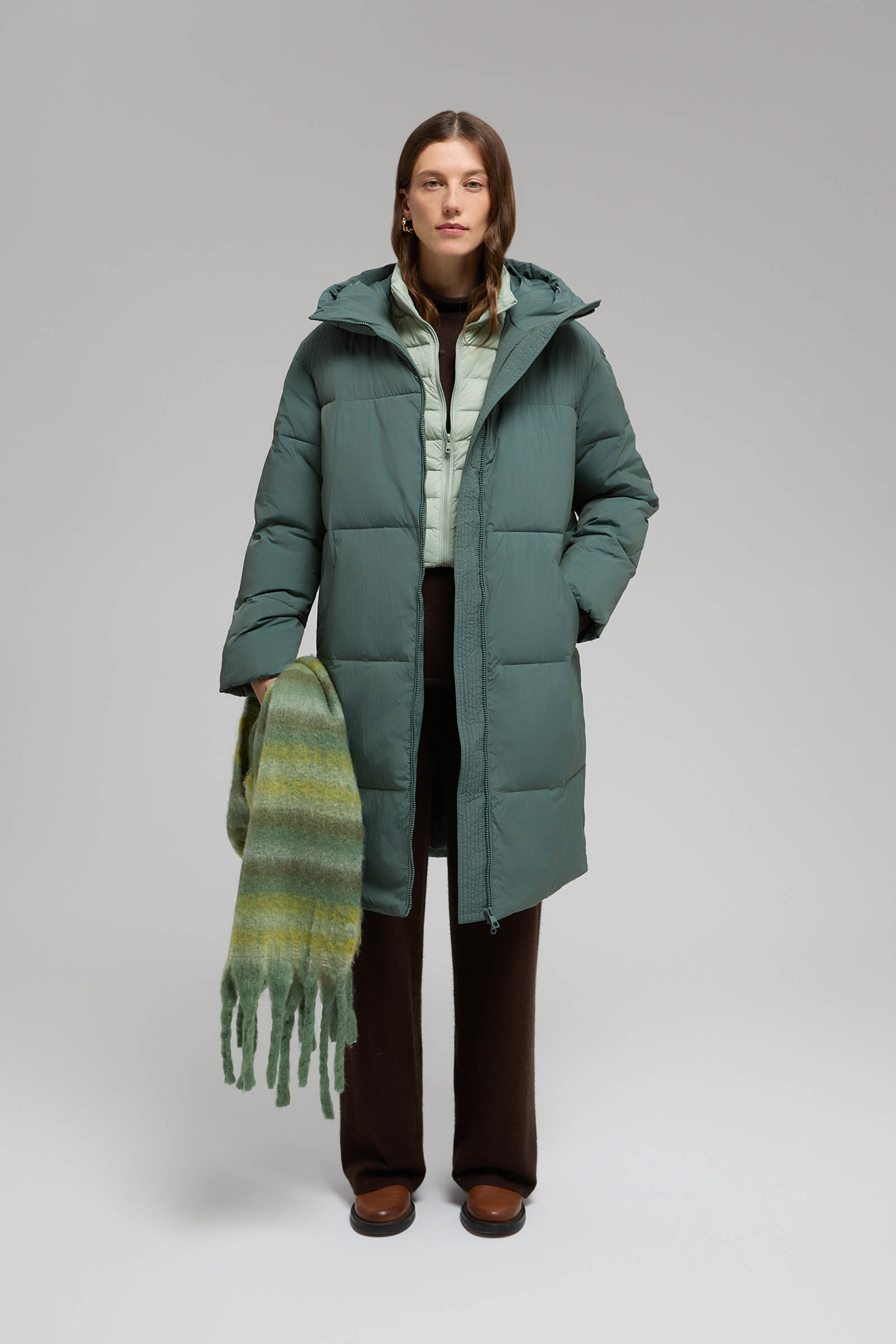 Утепленное стеганое пальто Finn Flare, зеленый, арт. FWF11079