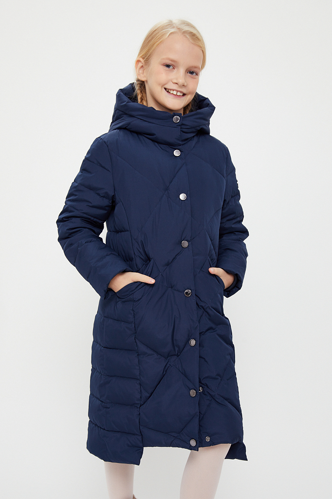 пальто для девочки Finn-Flare темно-синего цвета