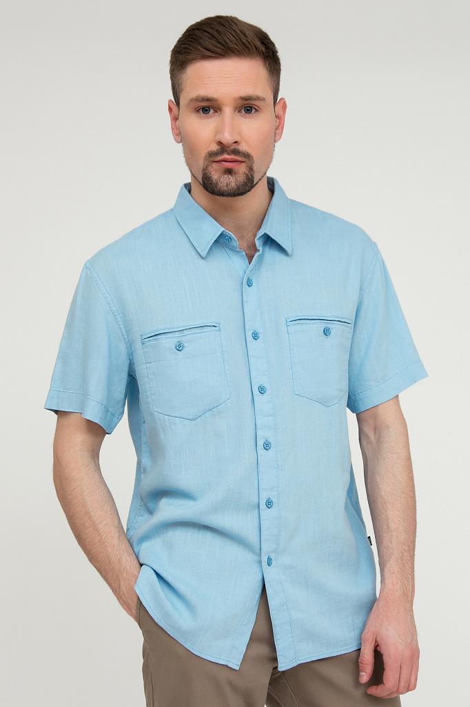 рубашка мужская Finn-Flare серо-голубого цвета