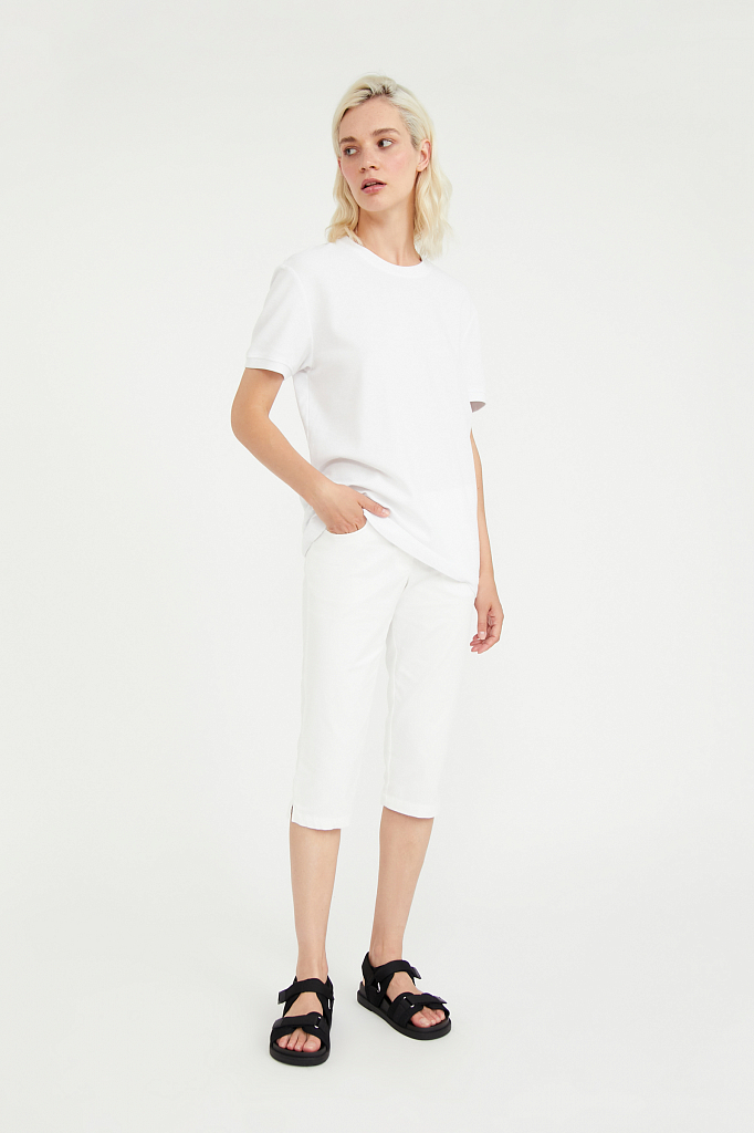 брюки женские Finn-Flare белого цвета