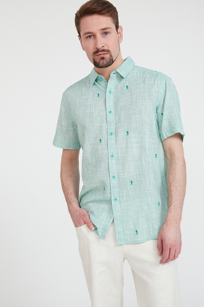 рубашка мужская Finn-Flare светло-зеленого цвета