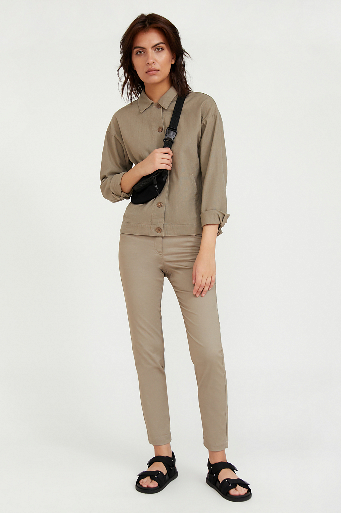 брюки женские Finn-Flare светло-коричневого цвета