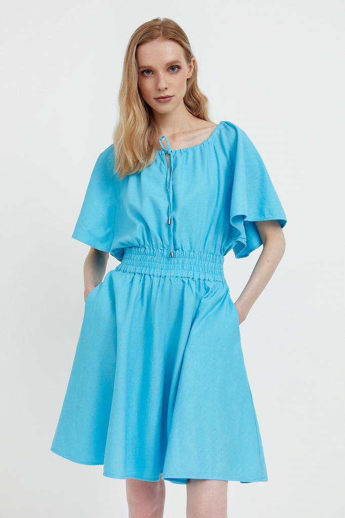 Платье-мини с объемными рукавами