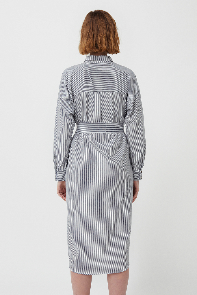 

платье-рубашка в полоску, Белый, платье-рубашка в полоску