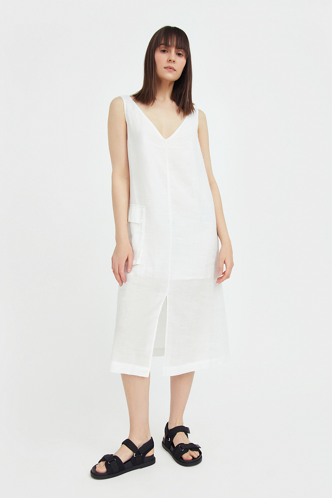 

Платье прямого кроя из натуральной ткани рами Finn-Flare, Платье прямого кроя из натуральной ткани рами