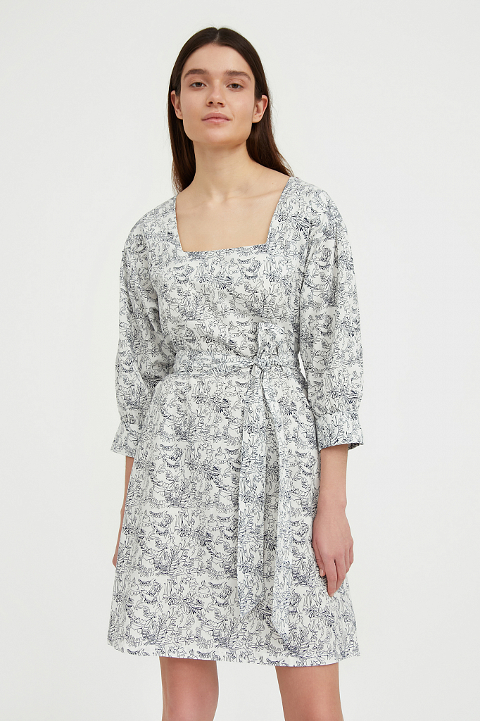 

хлопковое платье с поясом, Темно-синий, хлопковое платье с поясом