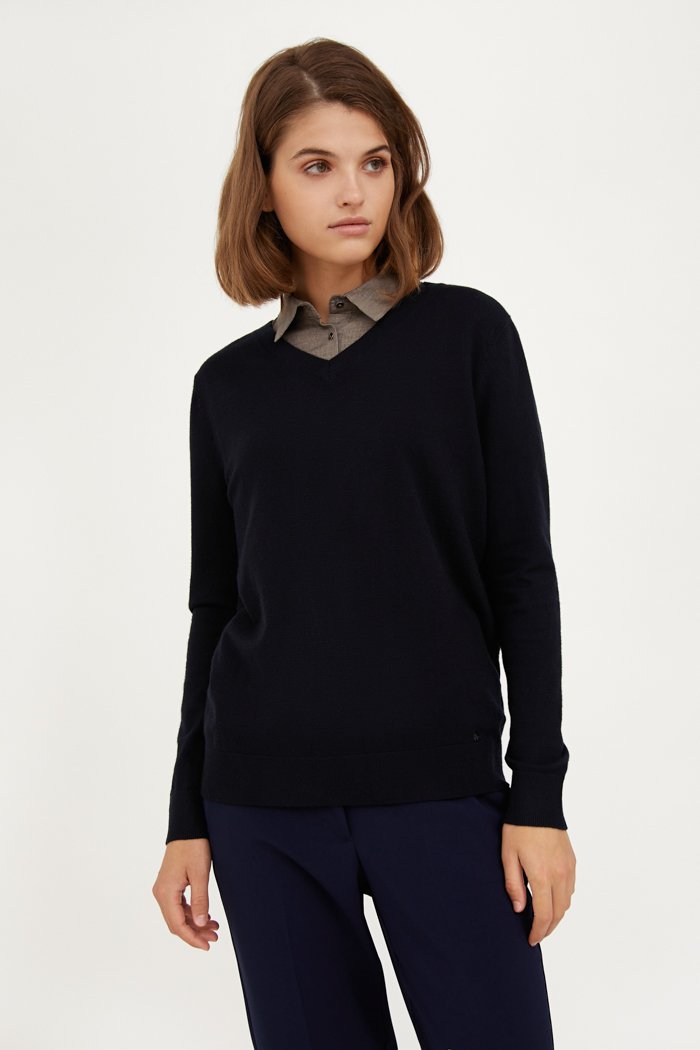Базовый женский пуловер прямого кроя с вискозой, Модель A20-11102, Фото №1