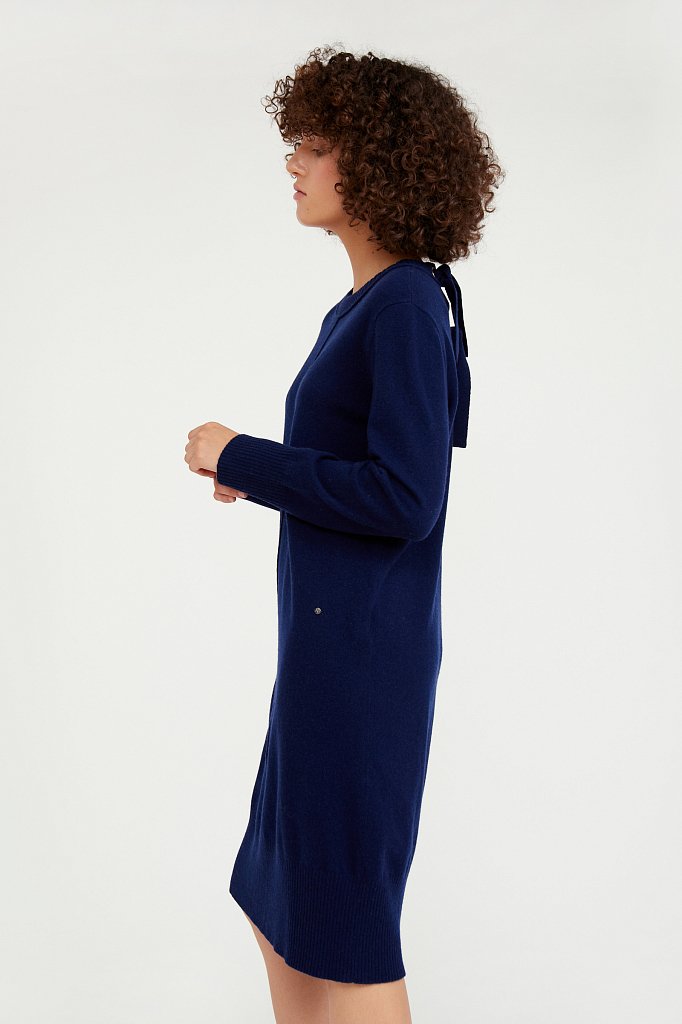 Платье женское из шерсти и кашемира с отделкой, Модель A20-11134, Фото №3