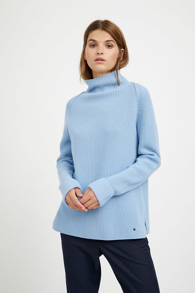 Свободный женский свитер с шерстью и кашемиром, Модель A20-11133, Фото №1