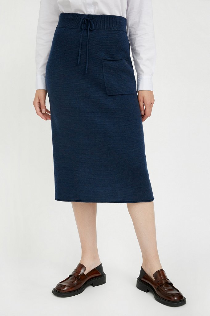 Трикотажная юбка женская с карманом и завязками, Модель A20-11126, Фото №2