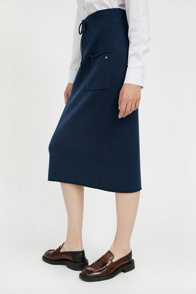 Трикотажная юбка женская с карманом и завязками, Модель A20-11126, Фото №3