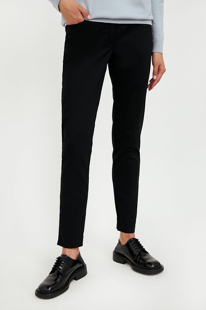 Зауженные хлопковые женские брюки с эластаном, Модель A20-11067, Фото №2