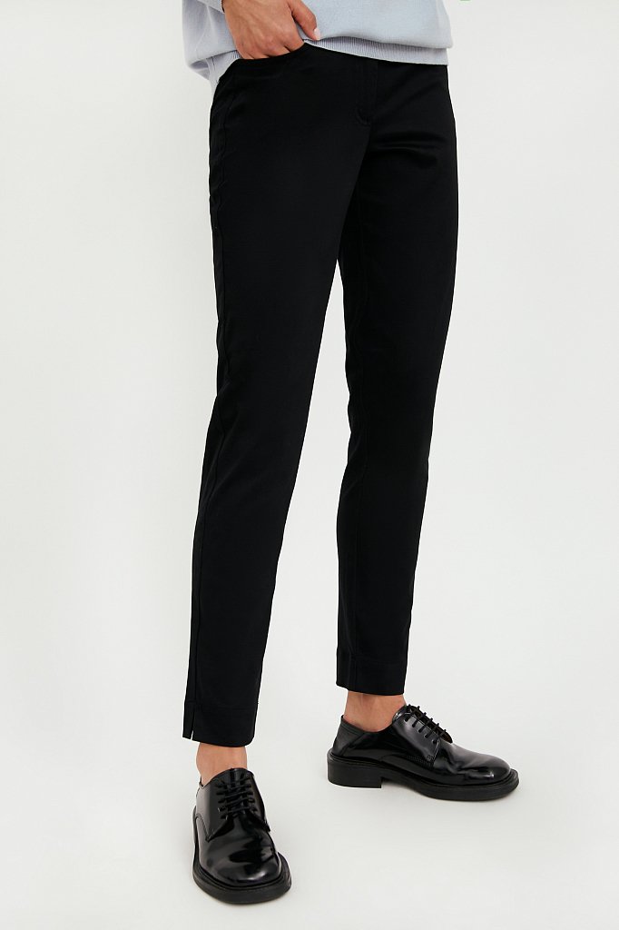 Зауженные хлопковые женские брюки с эластаном, Модель A20-11067, Фото №3