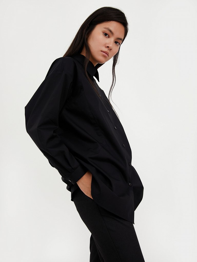 Классическая женская рубашка оверсайз из хлопка, Модель A20-11089R, Фото №4