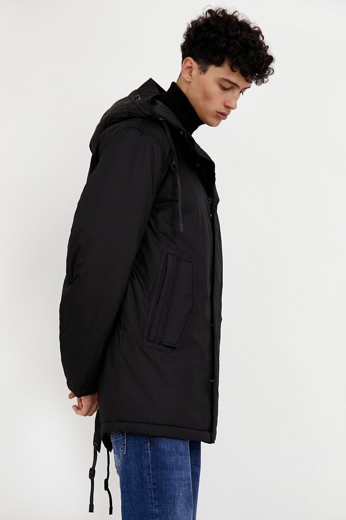 Пальто мужское с принтом с капюшоном, Модель A20-23008, Фото №5