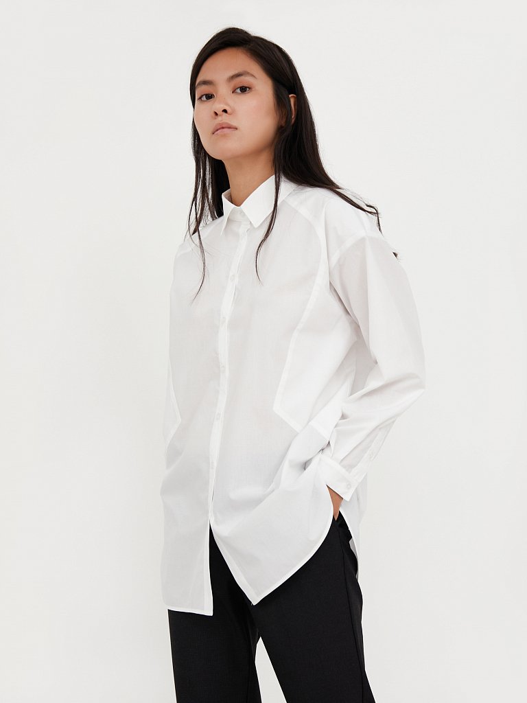 Классическая женская рубашка oversize из хлопка, Модель A20-11089R, Фото №2