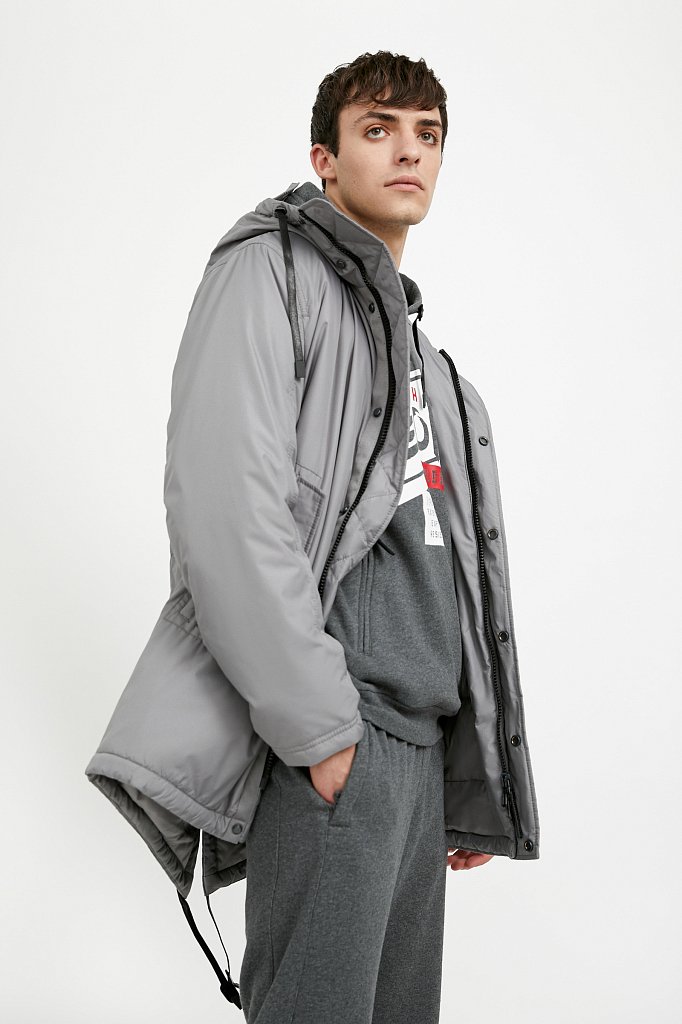 Пальто мужское с принтом с капюшоном, Модель A20-23008, Фото №4