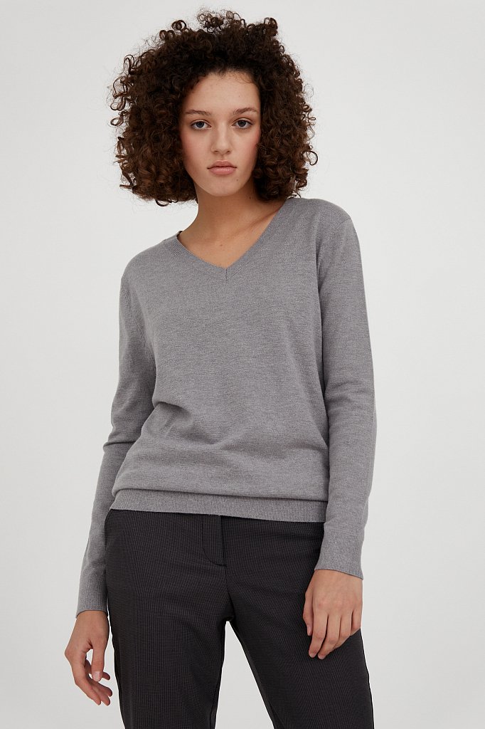 Базовый женский пуловер прямого кроя с вискозой, Модель A20-11102, Фото №2