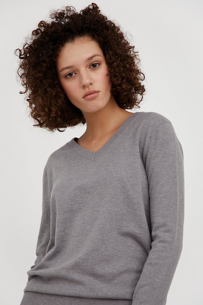 Базовый женский пуловер прямого кроя с вискозой, Модель A20-11102, Фото №3