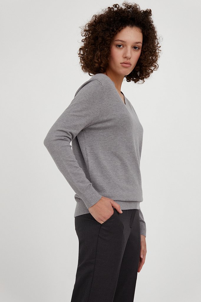 Базовый женский пуловер прямого кроя с вискозой, Модель A20-11102, Фото №4