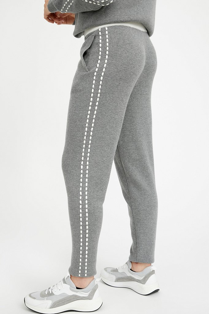 Трикотажные женские брюки с шерстью и отделкой, Модель A20-12114, Фото №4